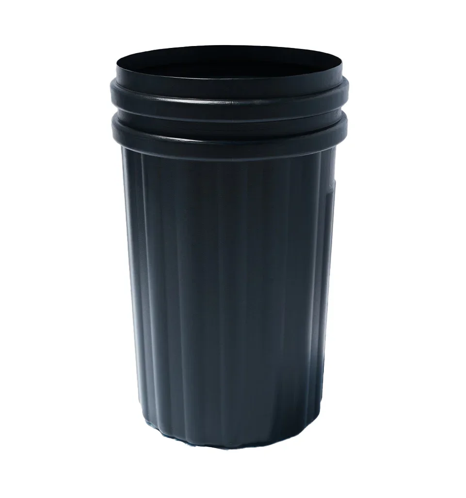 Courtyard Outdoor Slatted Steel Trash Can With Flat Lid and Liner, 36 Gallon, Black - Image 3
