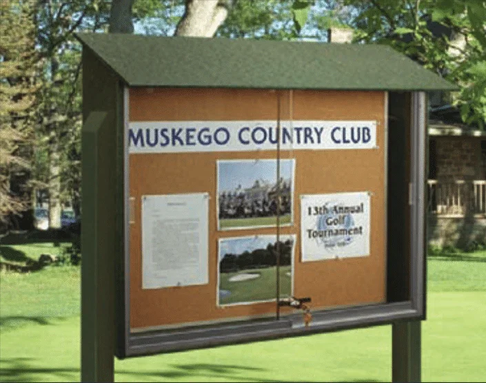 Sliding Door 45" x 36" Cork Outdoor Message  Board - Image 3